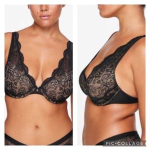 ThirdLove Black Lace Contour Plunge Bra Underwire 32E